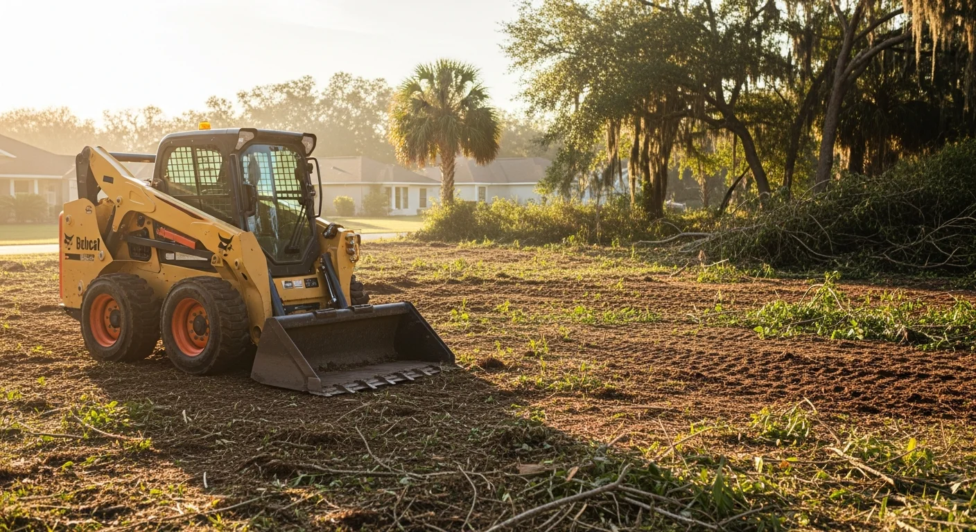 Bobcat equipment on job site performing excavation work in Orlando